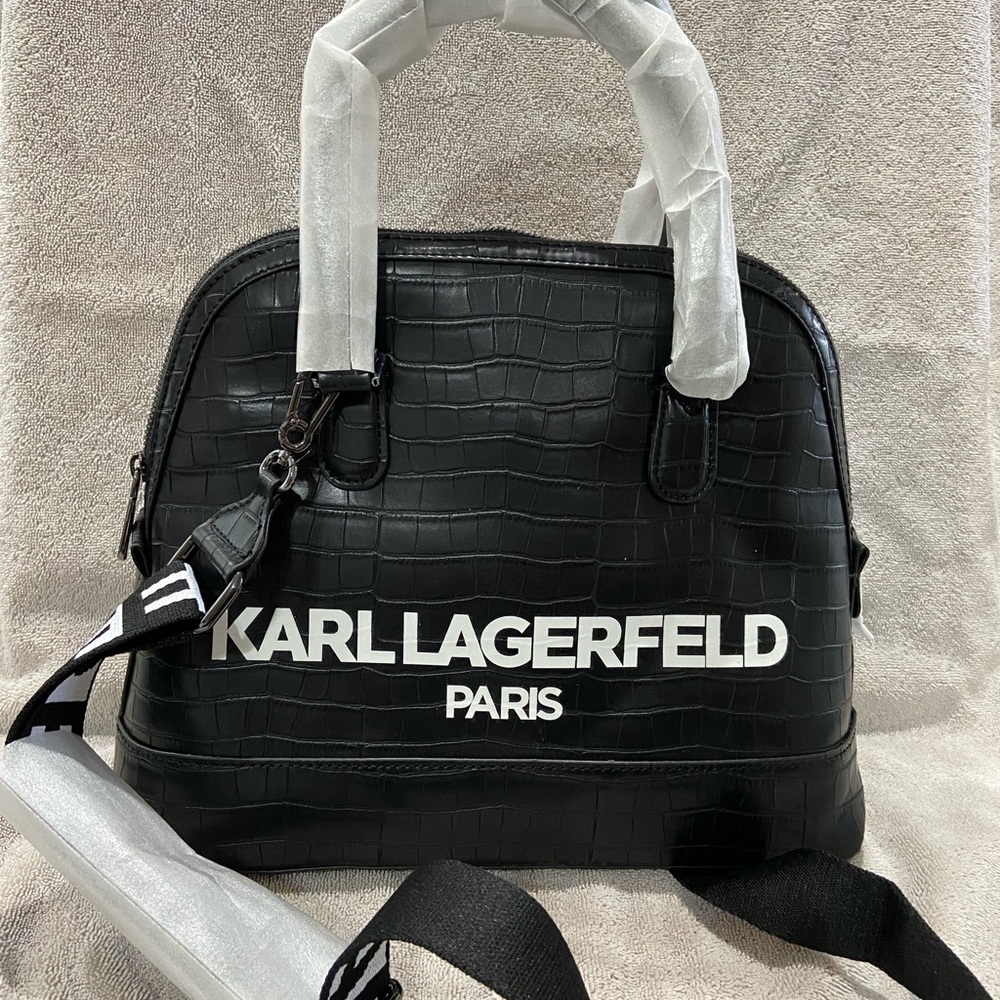 Karl Lagerfeld Black Croc-Embossed Women's Bag